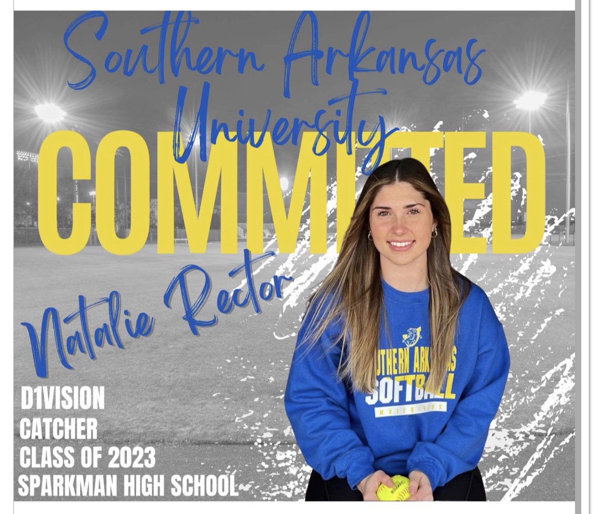 rector_natalie's tweet photo. Excited to announce that I will be continuing my academic &amp; athletic career at Southern Arkansas University.  I would like to thank God, my coaches, teammates &amp; my family for being my biggest supporters.  I am excited to call SAU my home for the next four years! @JAnderson_Coach https://t.co/QgeAyonbOk