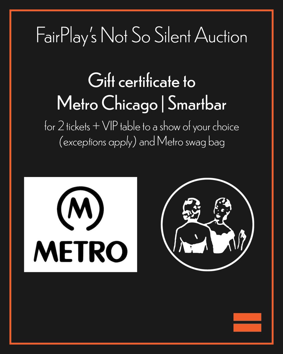 Chicago folks! Don't sleep on this package from <a href="/MetroChicago/">Metro</a> + @SmartBar that includes concert tickets, a VIP table, and swag bag.

32auctions.com/organizations/…