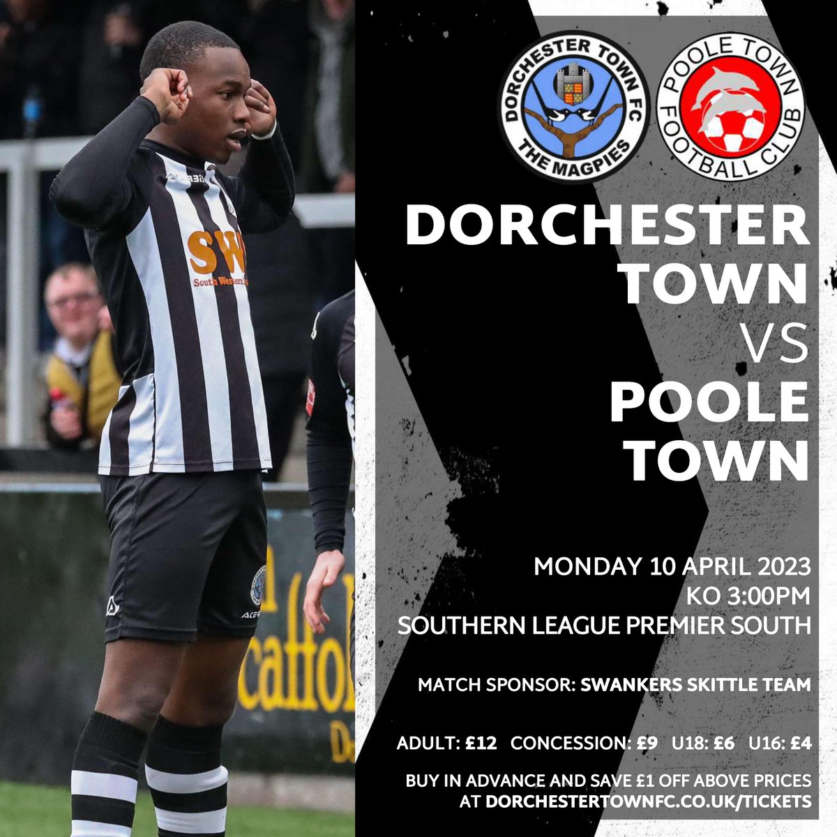 🔜 | 𝙐𝙋 𝙉𝙀𝙓𝙏

It's a double header this Easter Bank Holiday weekend 🙌

🆚 @cheshamutdfc (A) 
📅 Fri 7 Apr

🆚 @PooleTownFC (H) 
📅 Mon 10 Apr

#WeAreDorch ⚫️⚪️