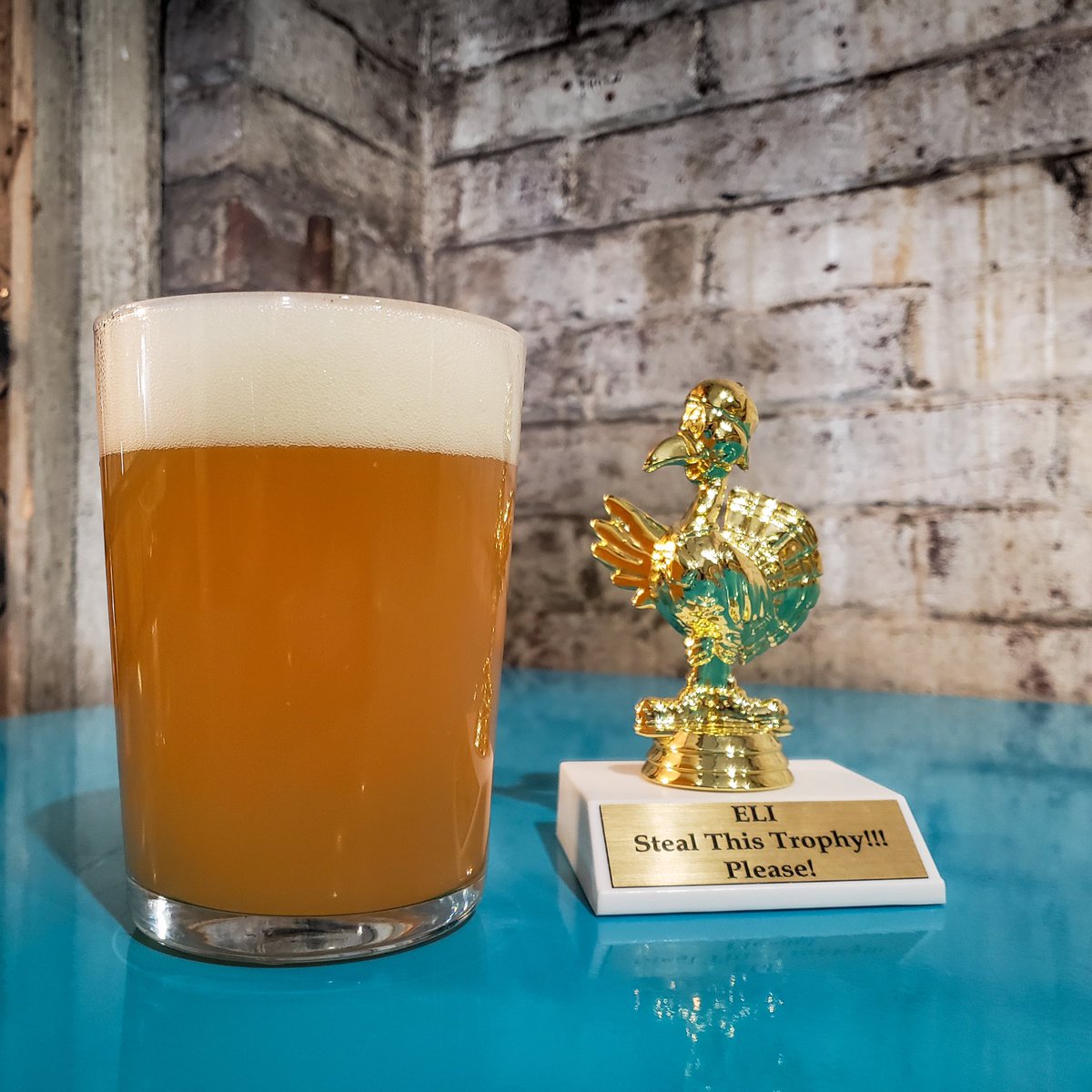 The staff has been appreciated. The new trophies have been handed out. We're back open tonight at 4 PM
Grab a pint, but definitely, DEFINITELY, we can not stress this enough - DEFINITELY do NOT steal Eli's trophy