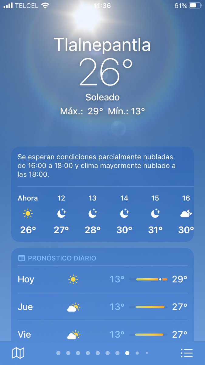 MitzHuertaGar's tweet photo. Alguien sabe porque el clima marca presencia de Luna a las 12:00 del día?? https://t.co/6JI9LYq3hq