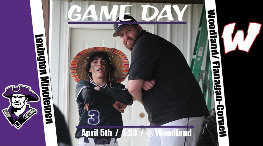MinutemenBSB's tweet photo. ๐จGame Day!๐จ
๐ Woodland High School
๐ Woodland/Flanagan-Cornell
โฐ 4:30 First Pitch
๐ป GameChanger: Lexington Varsity Minutemen
๐ค 62 Degrees
๐งข Purple Hat, Black Jersey, White Pants
#LexGoPurp #Family https://t.co/xJ5x2tKJmF