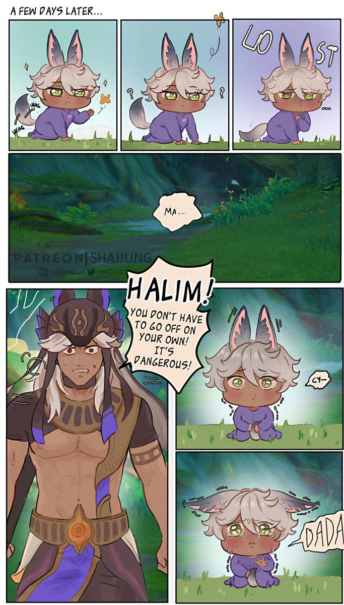 Shajjung's tweet photo. Family AU - Mama and Cyno (1/2)

#cynonari baby unlocked, our lil Halim ✨ https://t.co/Pt94PcvLTf