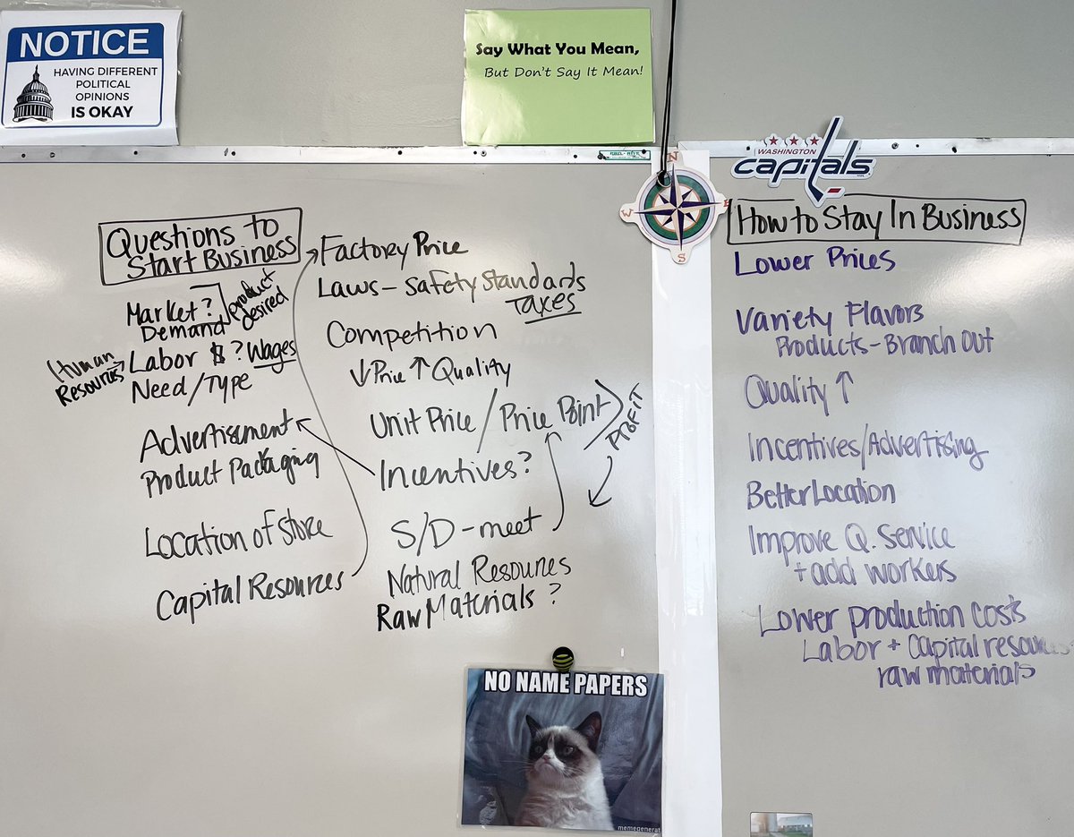 KirschHistory's tweet photo. Just saying… I’d invest in a business venture with my Civics&amp;Econ1 class! Awesome brainstorming in action with these students. Can’t wait to see their profit margins on our dessert project! 🧁 @FXBGAcademy #famiddleschool https://t.co/uwLz2sTaMS