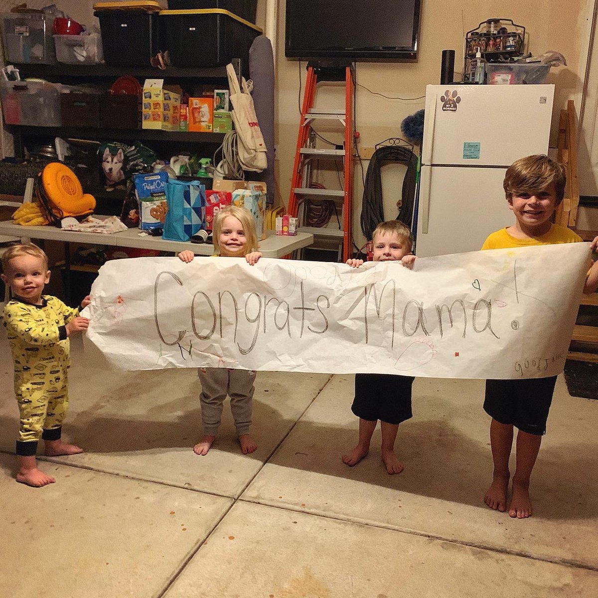 j_bredbenner's tweet photo. Huge win for @goshockerssb last night against #2 OSU! Decided to keep the kids at the house to enjoy it together and celebrate with their mamas when they got home. Congratulations!!! β€οΈππΎ #YELLOWout #goshockers #proudfamilies https://t.co/EkOTxtNYrE