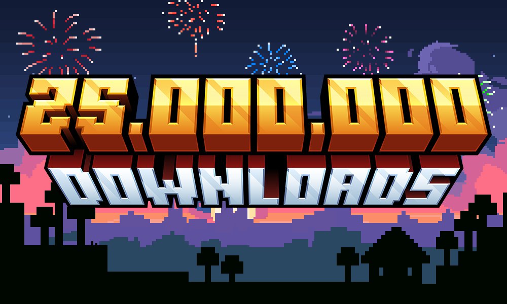 We have reached 25.000.000 downloads on the <a href="/MinecraftMarket/">Minecraft Marketplace</a> !🎉 That's almost more than the amount of times we've been blown up by creepers while building!😅