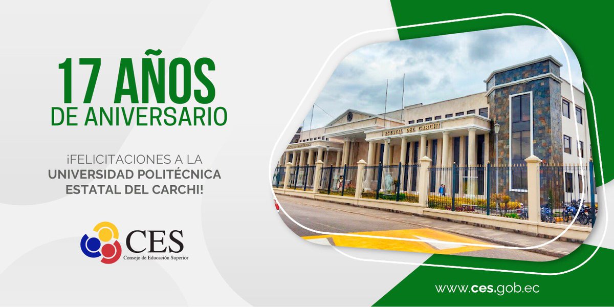 ces_ec's tweet photo. 🙌 | El Consejo de Educación Superior felicita a la Universidad Politécnica Estatal del Carchi por su aniversario y reconoce su aporte en beneficio de la educación superior del país.

👏¡Felicidades @UpecCarchi! https://t.co/hyh6dbO7WE