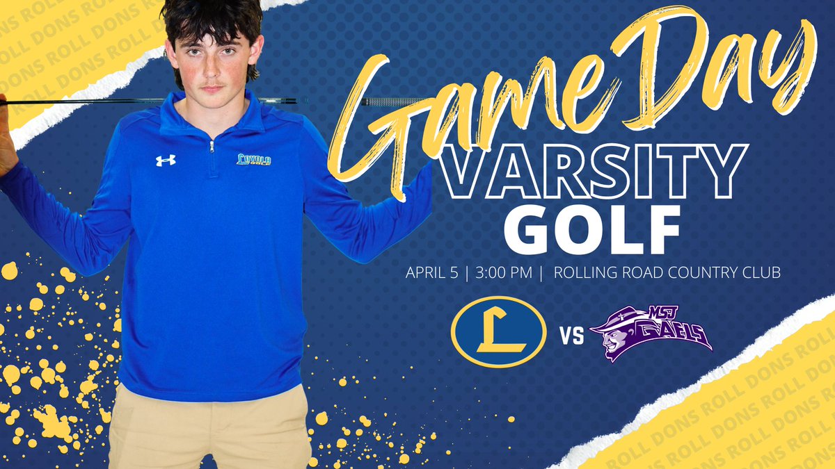 GolfDons's tweet photo. Second half of MIAA circuit begins today on a tough course. Fighting to stay atop the standings. Let's Go!

🆚️ | https://t.co/6LZz7mrKaF.Joe
🗓 | 4/5/23
🕒 | 3:00 P.M.
⛳ | Rolling Road Golf Course

#RollDonsRoll🔵🟡 https://t.co/cJv7PTMVnR