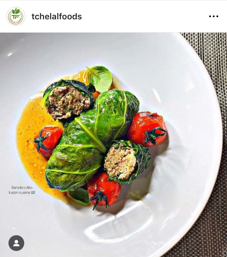 renatacuisine's tweet photo. Thx for the Feature @tchelafoods 
Cabbage Rolls stuffed with Fonio aka  Fundai and veal | Blistered Tomatoes 
Vegetable broth and white wine reduction. 
#afrofusionchef
#salonechef 
#fundai 
#millet 
#superfoods 
#SaloneTwitter 🇸🇱 https://t.co/3MCz8AEUO2