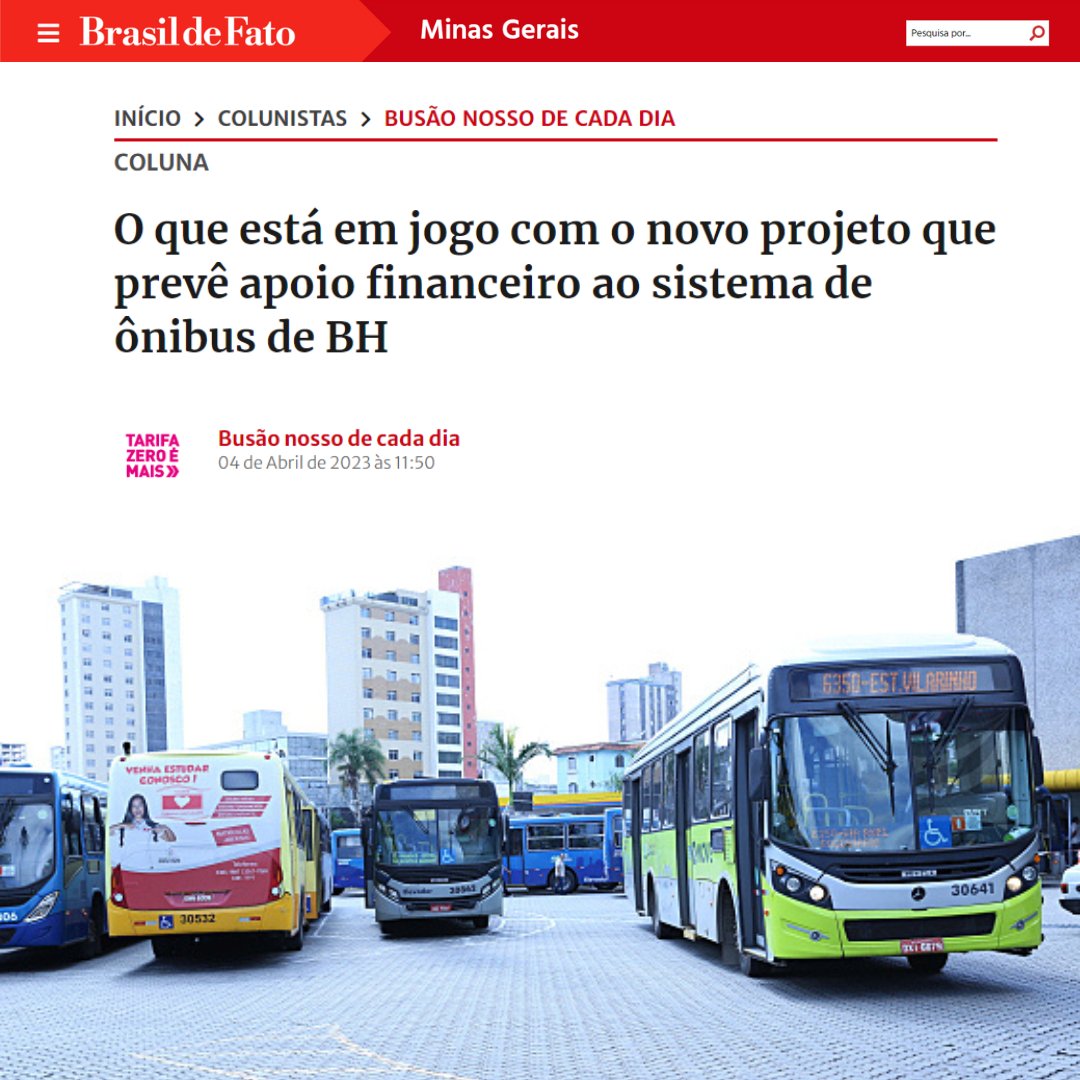 Artigo de André Veloso/@andrebveloso, para a coluna Busão Nosso de Cada Dia, no Brasil de Fato: 

tinyurl.com/bdfpmmw3

#transportepublico #transporte #mobilidadeurbana #belohorizonte #tarifazero #onibus #ônibus