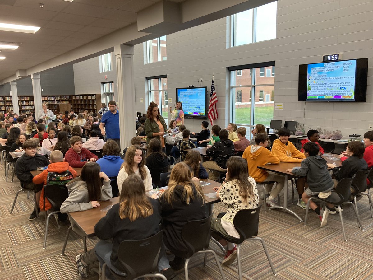 LFMS_Library's tweet image. We love everyone in our library! 6th grade math took over our library today with a jellybean hunt TN iReady review focus on ratios and percentages!
