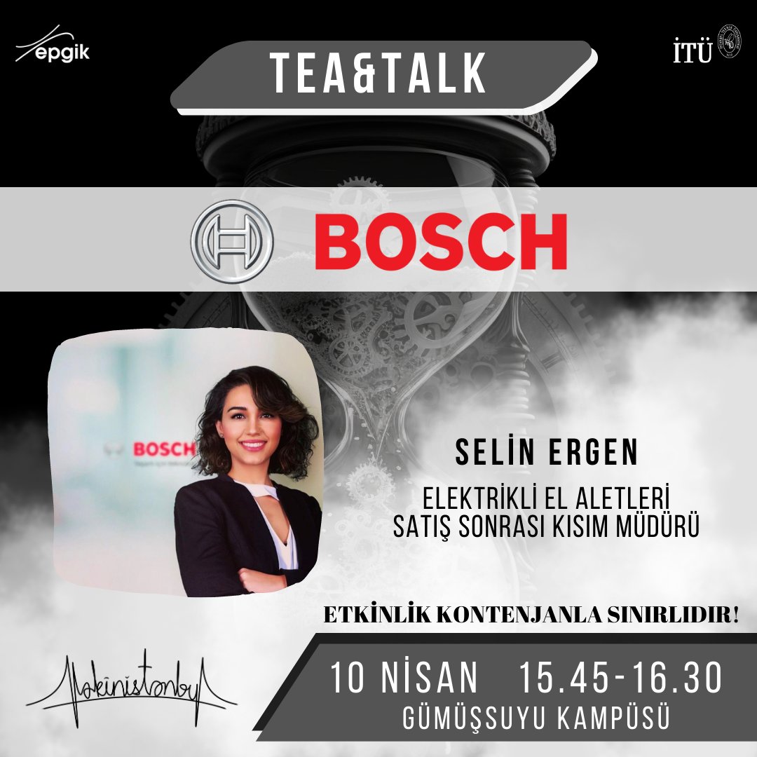 Bosch Tea&Talk ile Makinistanbul'da sizlerle!📣 Alanında uzman kişilerin bizzat tecrübelerini paylaşacağı Makinistanbul'un en samimi ve verimli oturumu, Tea&Talk'ı kaçırma! Aşağıdaki linkten kayıt ol, Makinistanbul'un fırsatlarını kaçırma!💻 epgik.com/makinistanbul-…