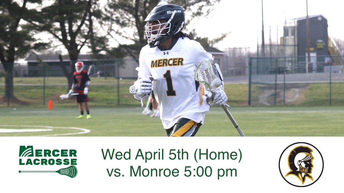 Game Day: Mercer vs. Monroe 

🗓: Wed April 5th
🆚: <a href="/MCCTribunes/">MCC Tribunes</a> 
⏰: 5:00 pm
📍: West Windsor, NJ
💻: bit.ly/MercerMLaxVideo

@mcccathletics @mercercollege #MercerMLax #MovingYouForward #MercerMade #RollVikes #PositiveVibesOnly #GameDay