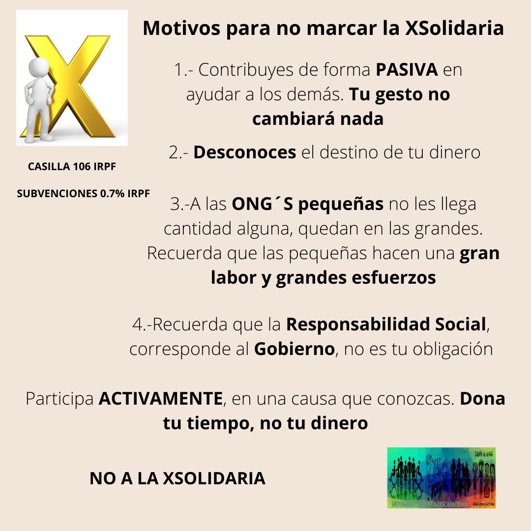 la_discapacidad's tweet photo. #Llamalo #segregacion
No hace mucho los lobbies pusieron en marcha su maquinaria para q no se recortará las #subvenciones para los #CEE #empleo #segregacion, incumpliendo la #CDPD
No a la #XSolidaria #IRPF, no contribuyas a la #segregacion #precariedad y #esclavitud https://t.co/PP21yjWCiM