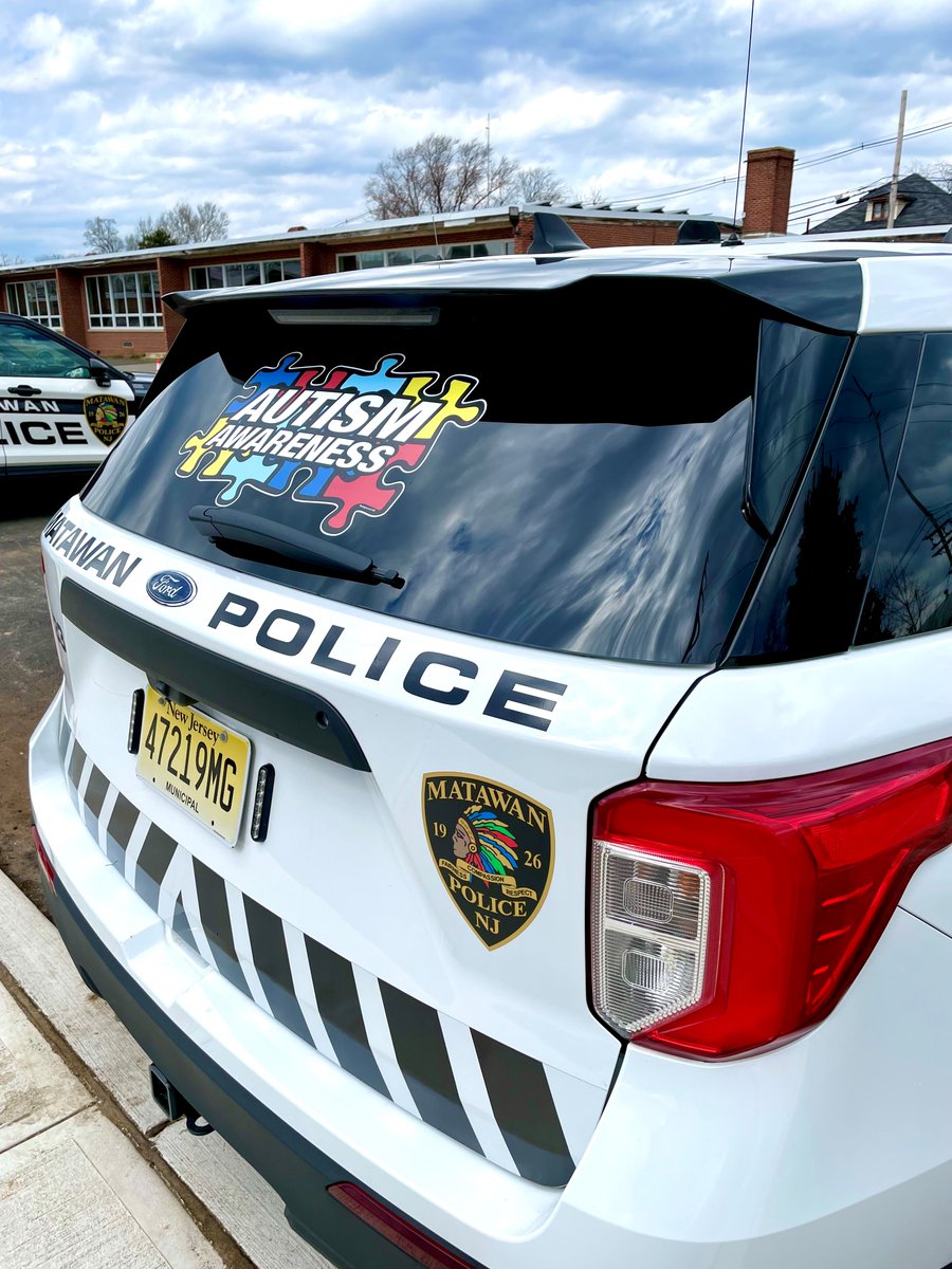 MatawanPD's tweet photo. For the month of April, some of our Patrol vehicles will be displaying an Autism Awareness decal to represent our commitment to inclusion and acceptance of people with autism. #MatawanNJ #MonmouthCounty #AutismAwareness #NJpolice #MatawanPD https://t.co/EbCpRtfEGs