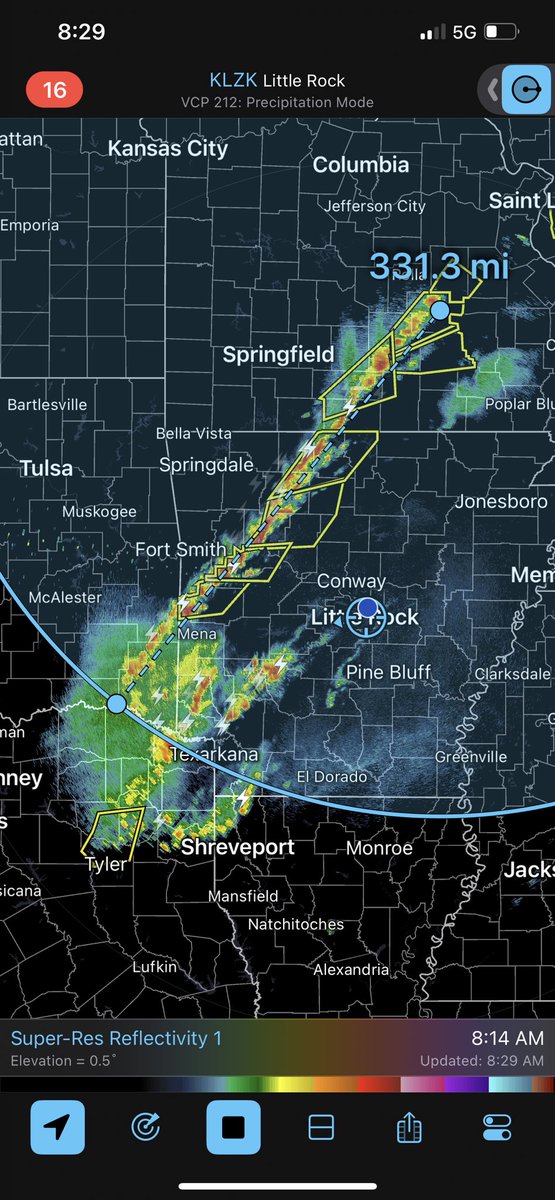 This line of storms is massive. Over 300 miles! #arwx #mowx
