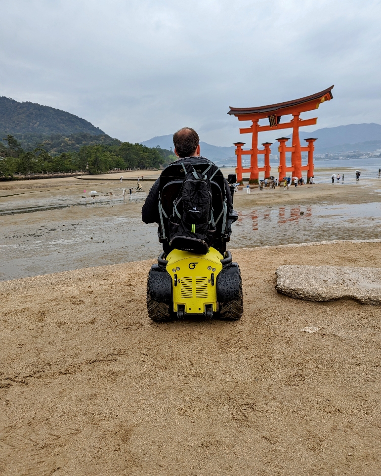 In 1643, the Three Views of Japan were declared (Japan's 3 most scenic locations). Miyajima with this floating torii gate was one of them. The ground is wet and soggy, and no match for the #Series5 even on a rainy day! #wheelchair