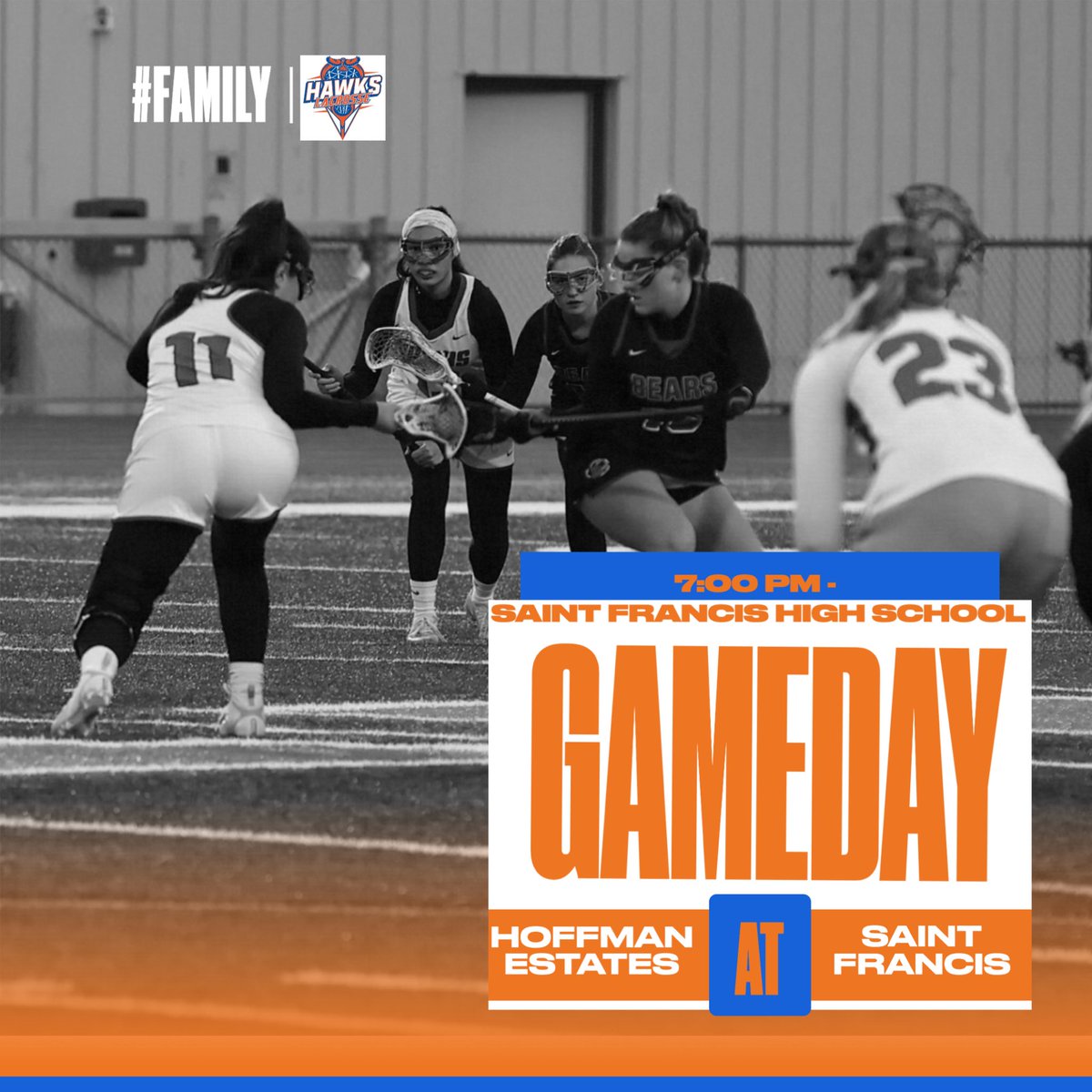 Gameday!

First away game of the season at <a href="/SFHS_GLAX/">St. Francis Girls Lacrosse</a> 7:00 Draw! 

#Family #TTP