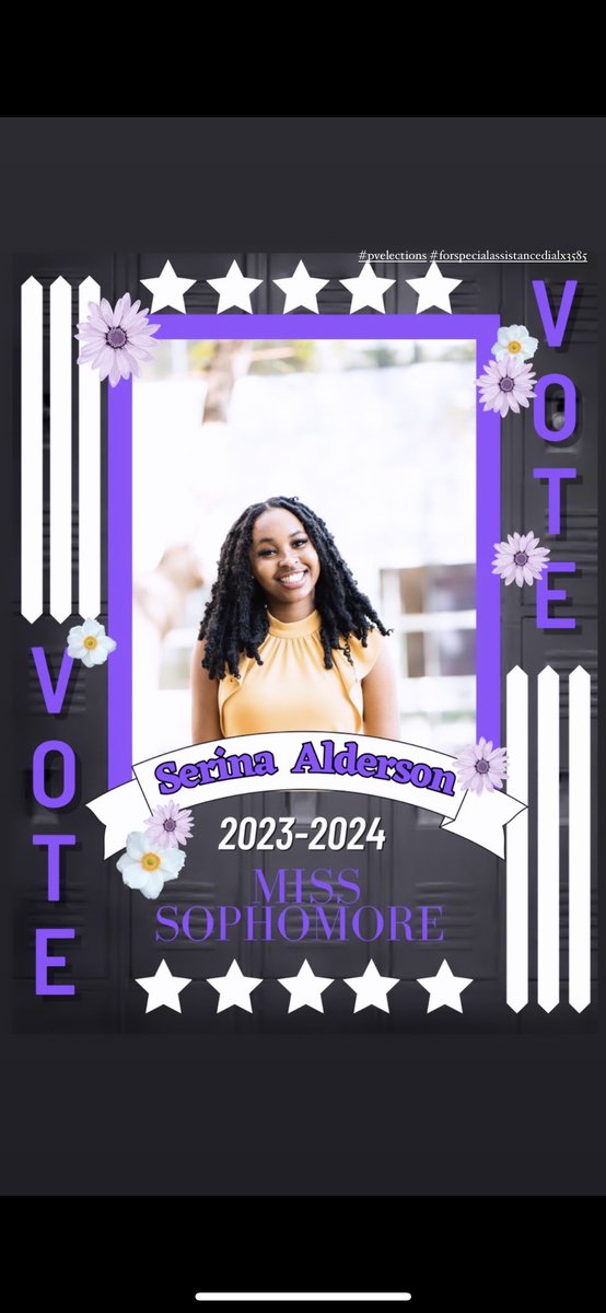 VOTE SERINA ALDERSON 4 MISS SOPHOMORE 💐 pvpawlink.pvamu.edu/organization/s…  #pvelections #pv26 #pvamu26