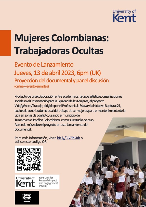 Ruptures21 (@ruptures_21) on Twitter photo Te esperamos para la premier del documental **Mujeres Colombianas: Trabajadores Oculatas** sobre nuestro projecto: *Vida/Género/Trabajo*. Jueves, 13 April 6pm (GMT). Gracias especiales a nuestros colaboradores <a href="/oem_colombia/">Observatorio para la Equidad de las Mujeres - OEM</a> <a href="/Uni_of_Essex/">University of Essex</a> <a href="/Warwick_Law/">Warwick Law School</a> Te esperamos para la premier del documental **Mujeres Colombianas: Trabajadores Oculatas** sobre nuestro projecto: *Vida/Género/Trabajo*. Jueves, 13 April 6pm (GMT). Gracias especiales a nuestros colaboradores <a href="/oem_colombia/">Observatorio para la Equidad de las Mujeres - OEM</a> <a href="/Uni_of_Essex/">University of Essex</a> <a href="/Warwick_Law/">Warwick Law School</a>