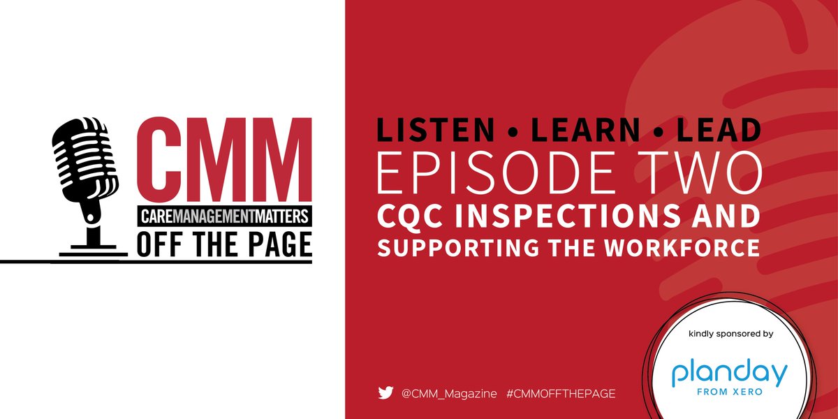 cmm_magazine's tweet photo. How can you support the workforce after a #CQC inspection? #CMMOFFTHEPAGE Episode 2 is now live!🎙️Listen via CMM website, @Spotify @ApplePodcasts Thank you to sponsors @Planday, Co-host @ProfMartinGreen &amp; guests @sophcoulthard @Shawhealthcare https://t.co/jNnNtI4cYQ @CareEngland https://t.co/rnl8yEToDL