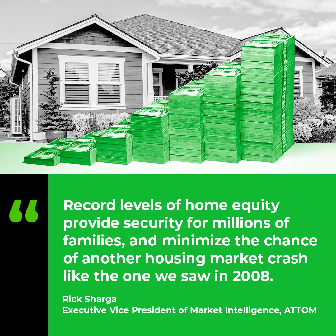 In today’s housing market, homeowners have record levels of home equity. That means another housing crash like the one we saw in 2008 is very unlikely. If you have questions about today’s housing market, DM me today. #FtBendHomeSearch #FtBendHomeValue #YourRockSolidChoice