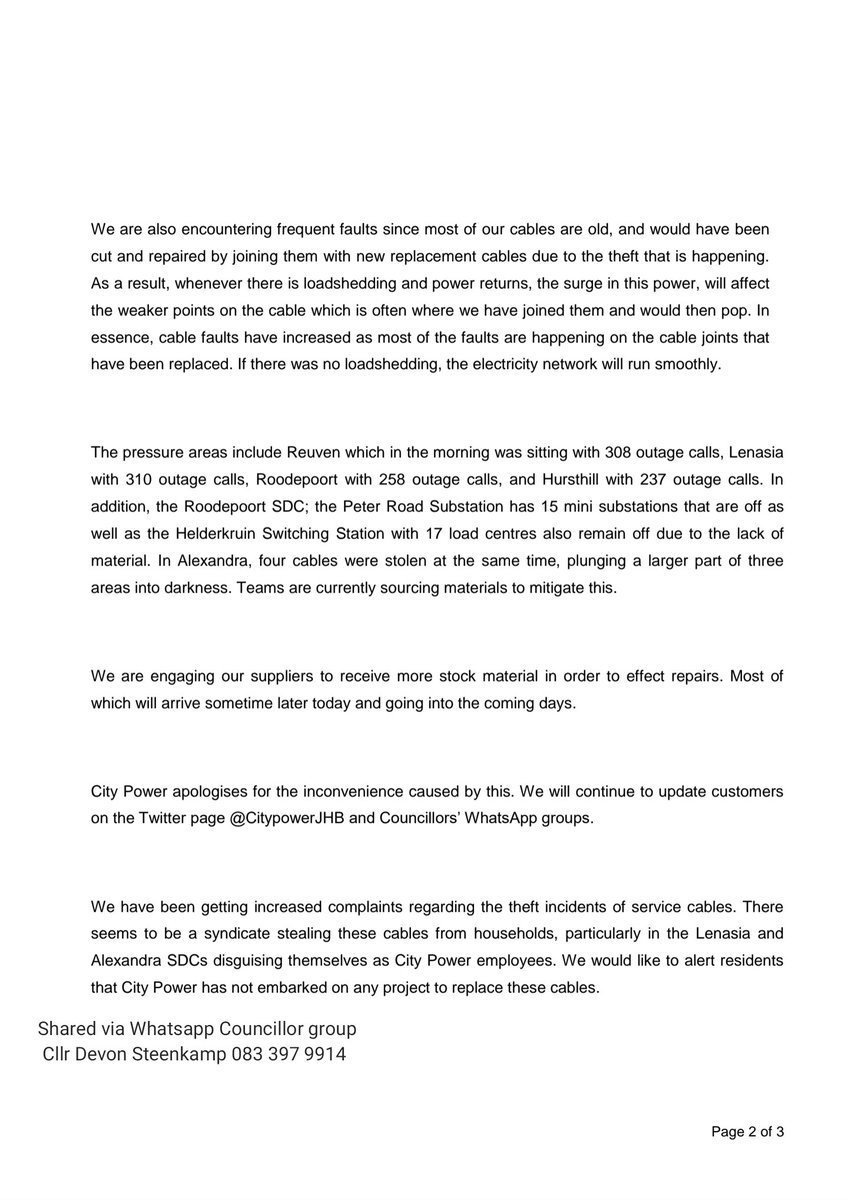 THEDEVCHEV's tweet image. ⚡ #CityPower
05 April 2023 - Cllr Devon Steenkamp 

Low on materials