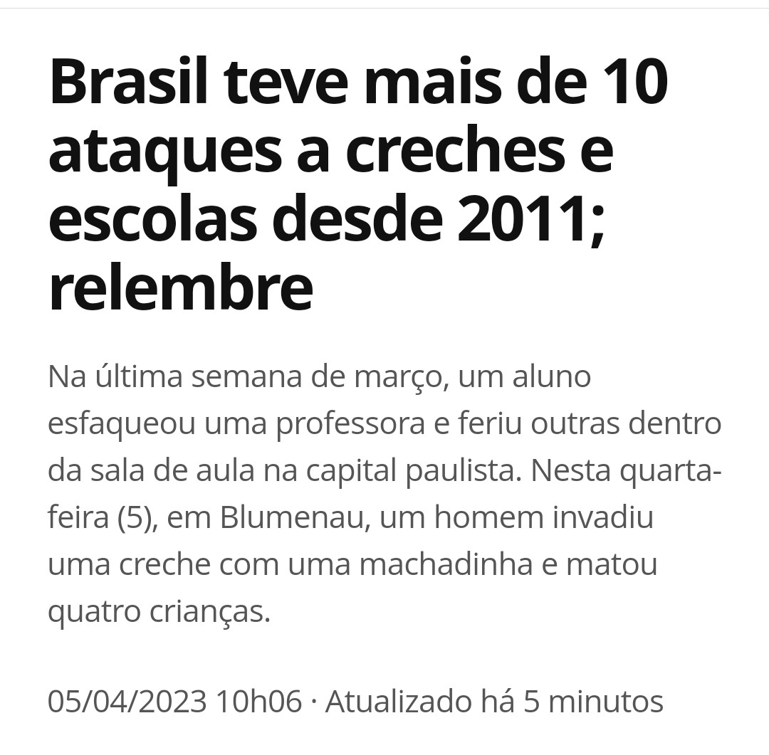 O que está acontecendo com a cabeça dos jovens e adolescentes no Brasil é simplesmente aterrorizante. 
São tantos os fatores de adoecimento sociais e éticos que fica difícil até traçar um panorama. Pelas famílias minha solidariedade e luto 🖤💔