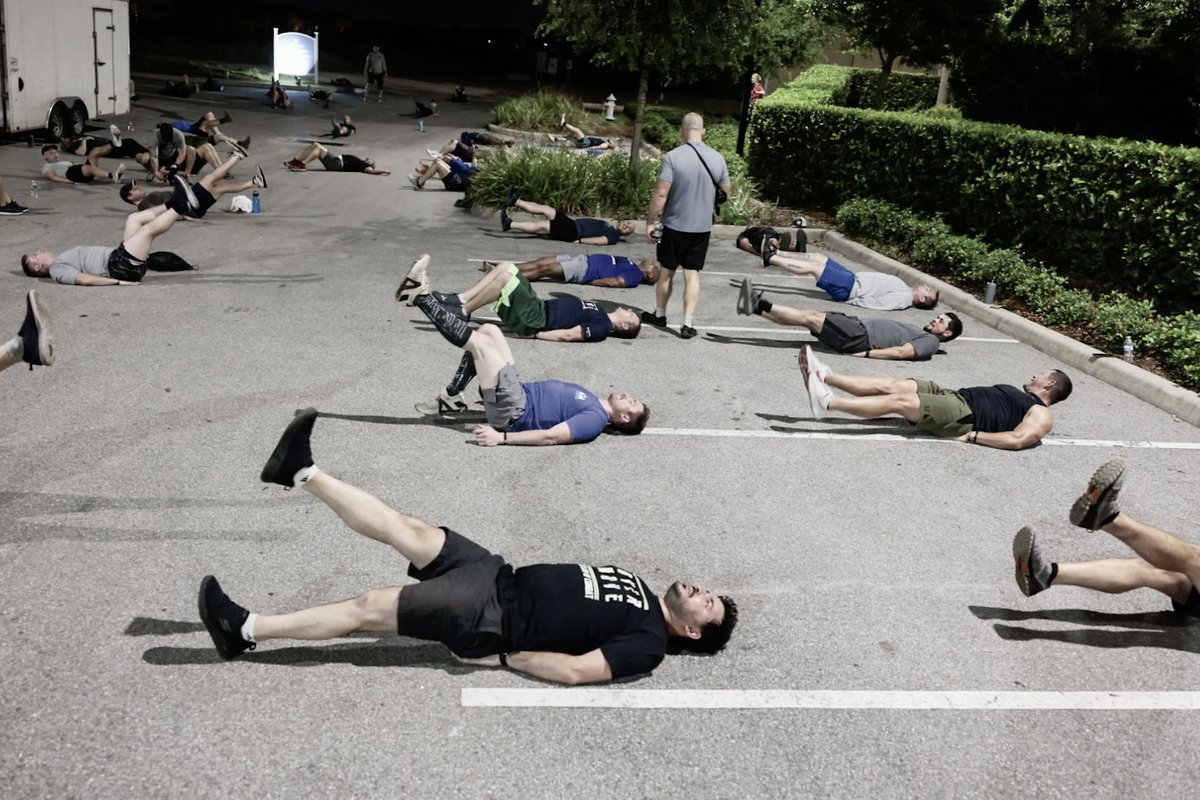 EchelonFront's tweet photo. DAY 2 MORNING PT GONE BAD AT #MUSTER016

29 minutes of non-stop work in honor of Mikey Monsoor’s 42nd birthday today. Push-ups, jumping jacks, squats, flutter kicks, burpees, then finished off with 42 belly-busters. GOT SOME. https://t.co/rU77ikzGDv