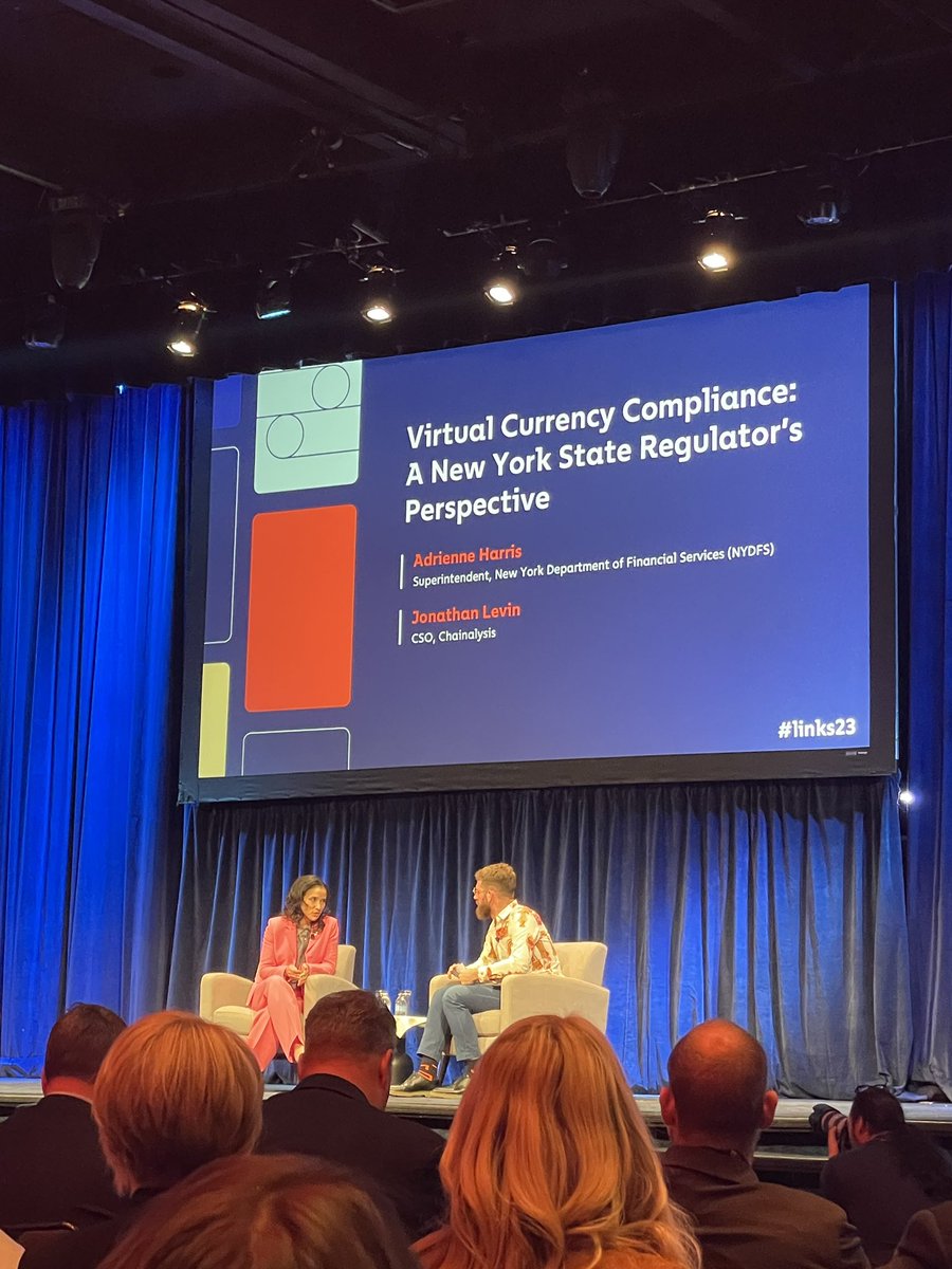 The idea that taking possession of Signature was about crypto and this was  Operation Chokepoint 2.0 is really ludicrous.” NYDFS Superintendent Adrienne  Harris at Chainalysis #links23