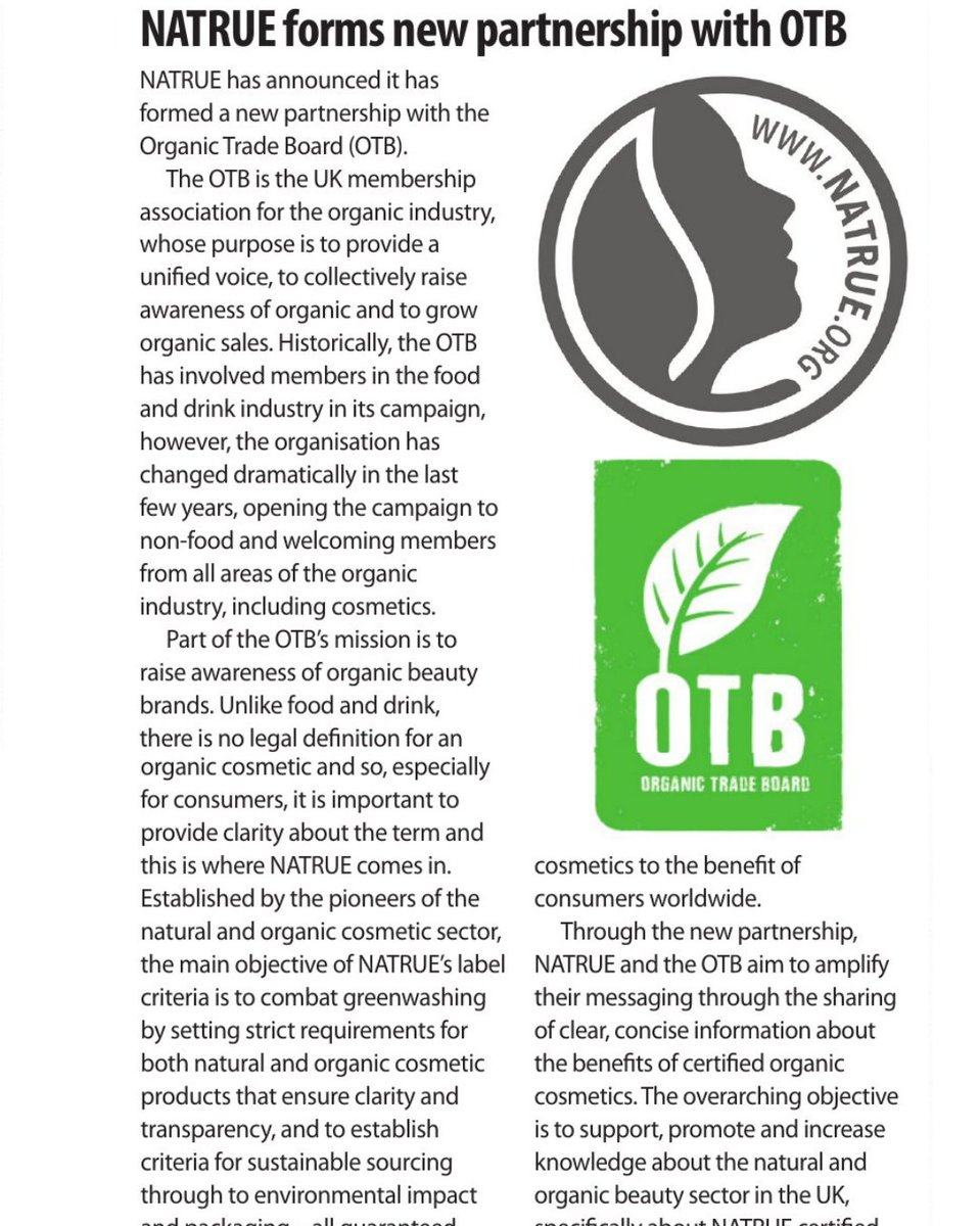 HFBmagazine's tweet photo. NATRUE has announced it has formed a new partnership with the Organic Trade Board (OTB).
Read the full article in our April issue → link in our bio (or on our pinned post on FB) and turn to page 6.
#healthfoodbusiness #healthfoodretailing #independentretailing https://t.co/QQgI4m4BoW