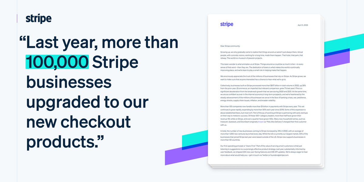 Today, we shared our annual user letter which highlights the power of <a href="/stripe/">Stripe</a>’s payment optimization tools.

For users like <a href="/HLInvest/">Hargreaves Lansdown</a>, the UK’s largest retail investment platform, we helped them reduce failed payments by £540m last year.