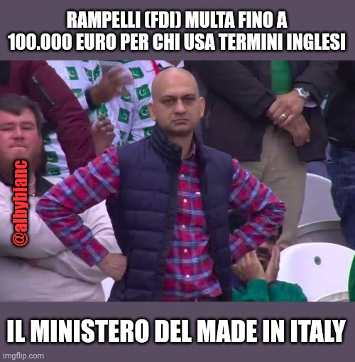 Albybianc's tweet photo. Ma che memiamo a fare
#Rampelli #fdi #inglesismi #governodeipiùmeglio #meloni #Italy #MadeInItaly https://t.co/8XPyt4MWpO