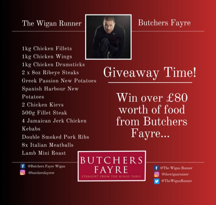 🍖📦🥩  WIN A HUGE MEAT BOX  🥩📦🍖 
(Worth £80)

🥩 LIKE 
🍖 RETWEET
🥓 FOLLOW <a href="/TheWiganRunner/">The Wigan Runner</a>

Ive teamed up w/ Butchers Fayre 2 give away a HUGE MEAT COMBO BOX 📦 
(Worth £80)

Containing all this..
🍖🥩🍗🥓

Winner Sunday!

#Competition #Giveaway #Free #Delivery #WIN #EASTER