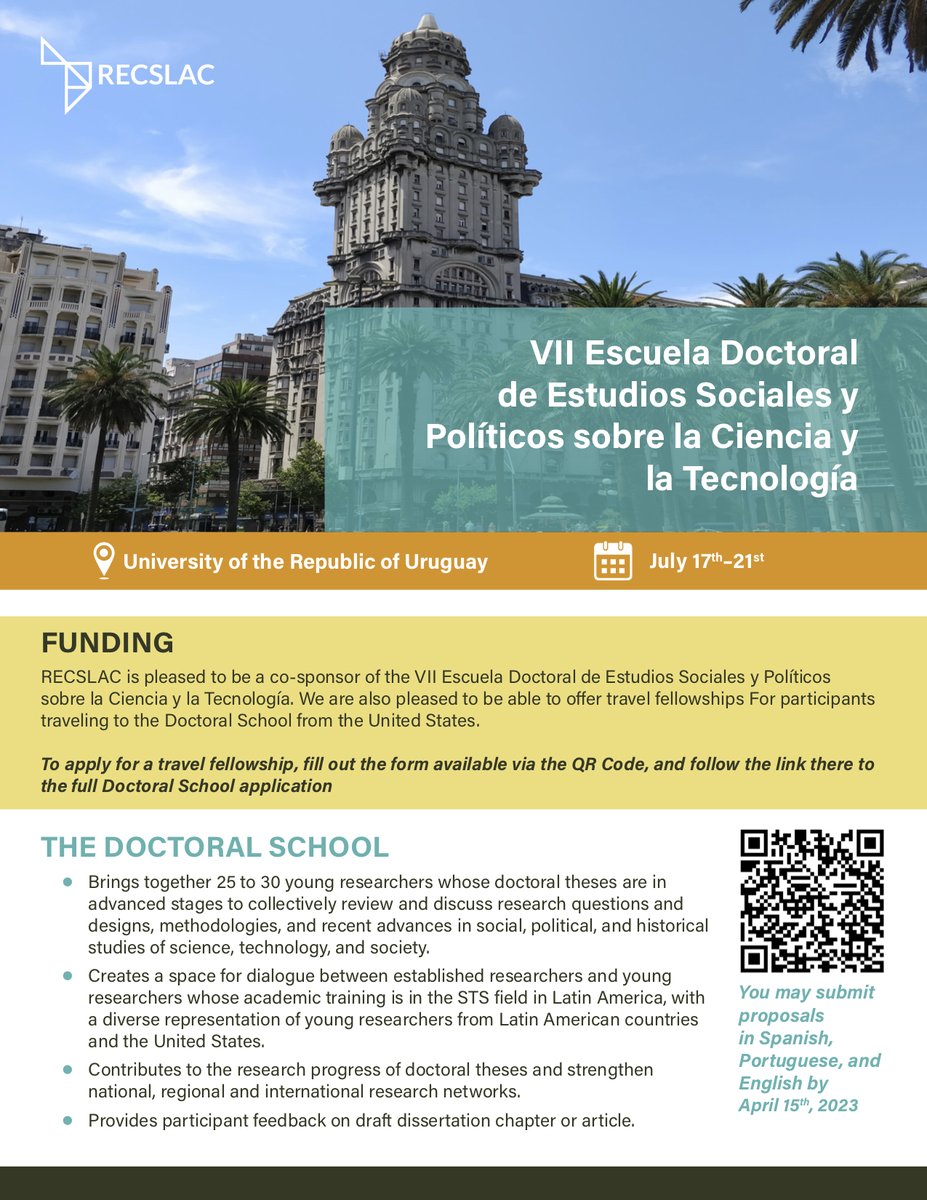 We are accepting applications for the 2023 ESOCITE Doctoral School until April 15. RECLSAC is offering travel scholarships to US-based participants. Please circulate! forms.gle/L8NWXeWswqEwiQ…