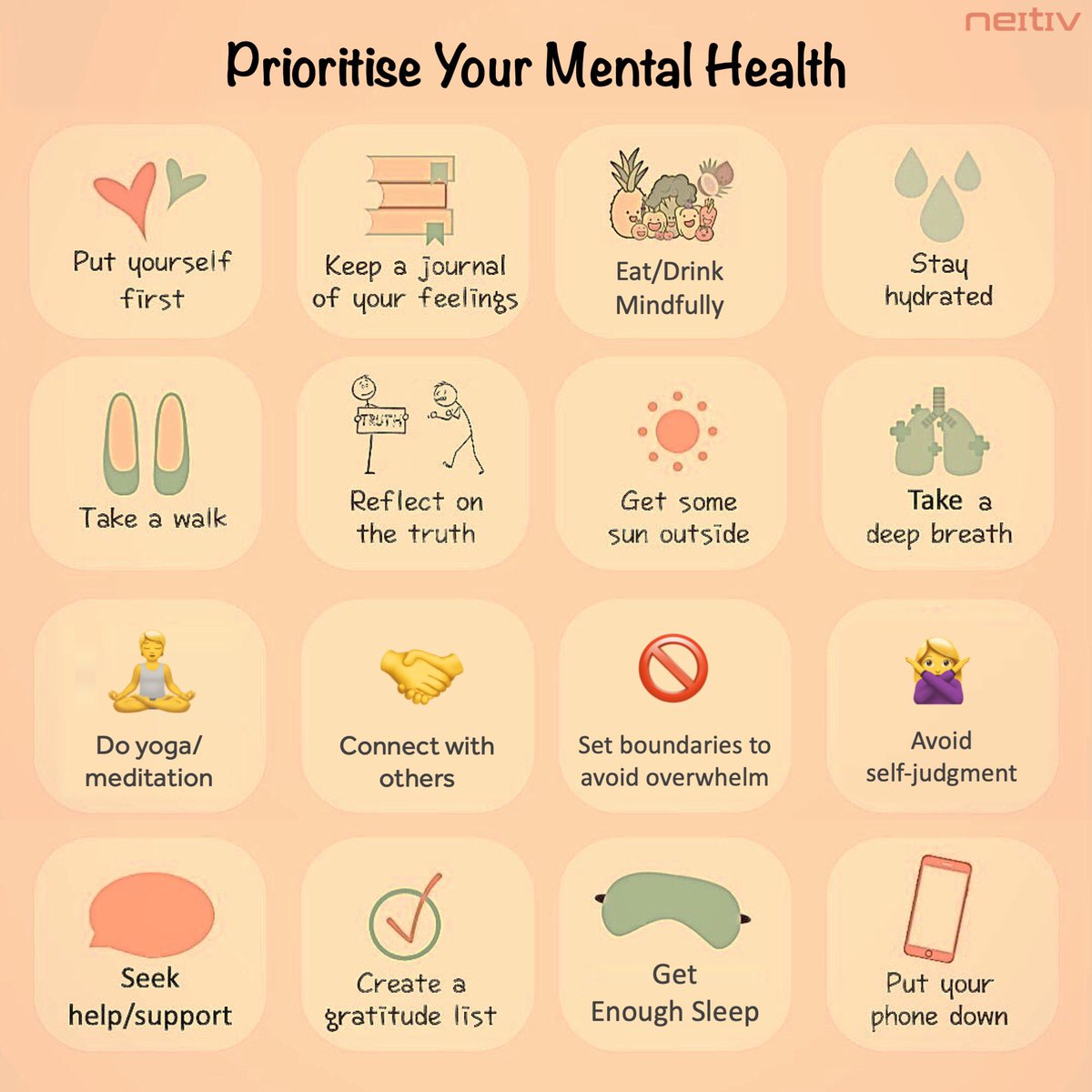 During #StressAwarenessMonth 😣, aim to practice three of our self-care tips daily. Which ones do you find enjoyable? 💗
.
.
.
#stayhealthy #Neitiv #NeitivUK #healthyliving #mandala #mindfulness #wellness #yoga #goals #lowalcoholbeer #meditation #mentalhealth #challangeyourself