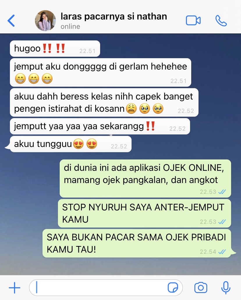 althealma's tweet photo. “SAYA BUKAN OJEK PRIBADI KAMU!”
———
Haechan ft Jaemin NCT Few Tweets AU by althealma https://t.co/W743ppSLeU