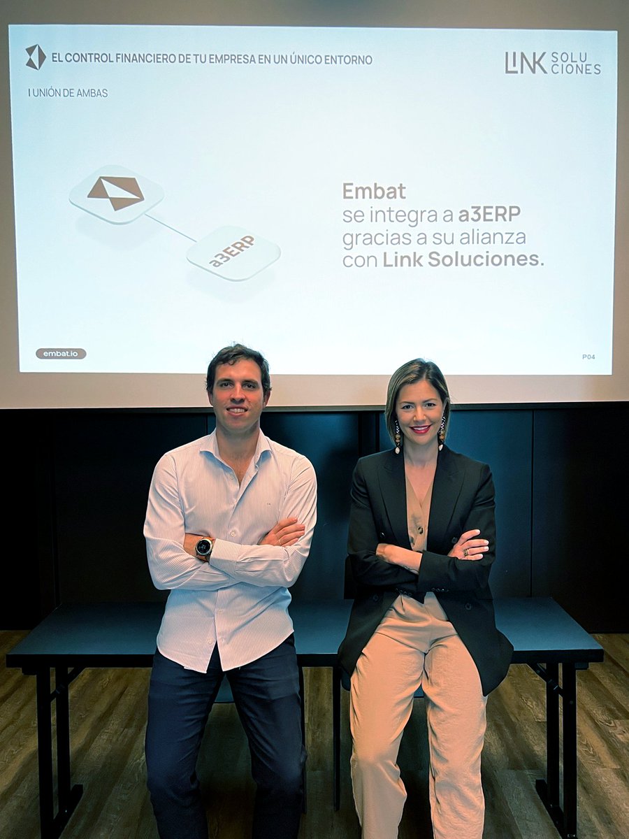 lsoluciones's tweet image. En esta publicación queremos mostrarles la imagen de la #alianza que hemos formado junto a #Embat. En ella aparece nuestra compañera Ruth Mendoza, Relationship Manager de Link Soluciones y Carlos Serrano, Cofundador de #Embat.

 #nuestrocompromisoerestú