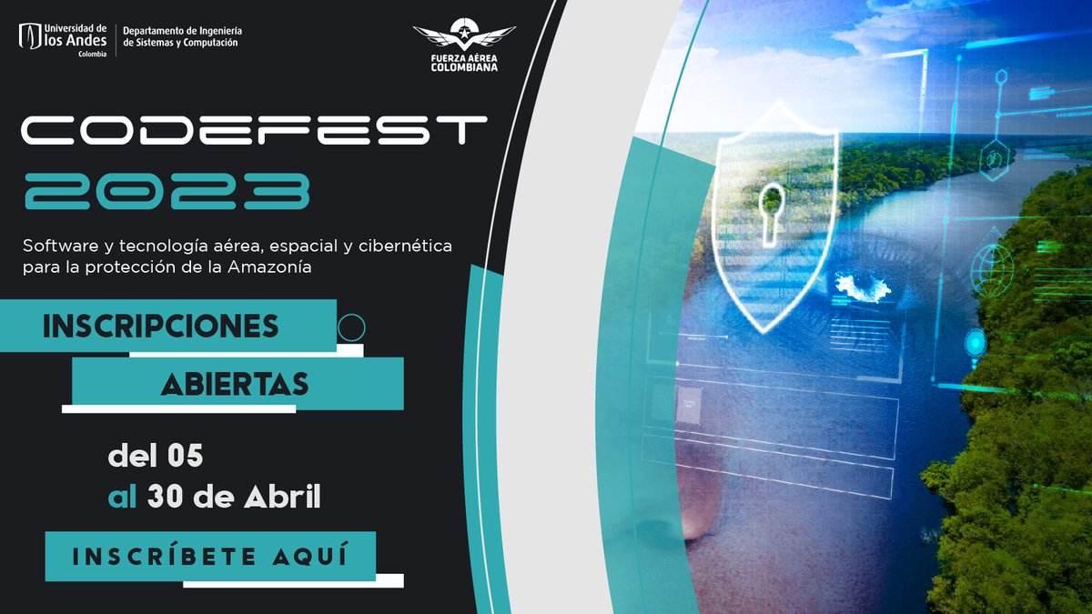 #Recomendado | ¿Eres estudiante universitario, te gusta la tecnología y los retos de computación?  Esta es tu oportunidad para ser parte de las capacidades aeroespaciales de la <a href="/FuerzaAereaCol/">Fuerza Aeroespacial Colombiana</a>.

#CodefestADASTRA2023
<a href="/Uniandes/">Uniandes</a> 

Inscríbete aquí
▶️bit.ly/3MlkcLK