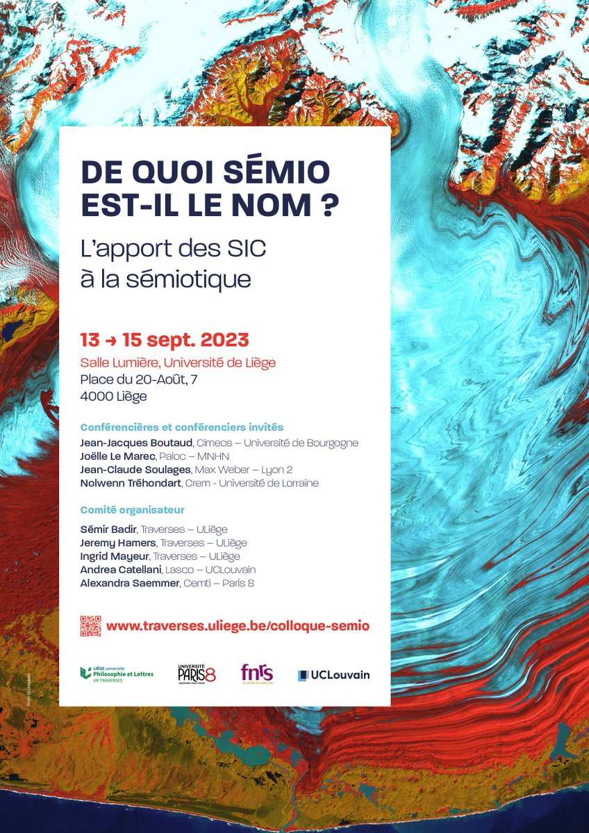 📢 Ouverture des inscriptions au colloque "De quoi sémio est-il le nom: l'apport des SIC à la sémiotique" (ULiège, 13-15 sept. 2023). Plus d'infos sur la page traverses.uliege.be/cms/c_9607252/…. 
<a href="/andreacate/">Andrea Catellani</a> <a href="/AlexSaemmer/">Alexandra Saemmer</a> <a href="/JJBOUTAUD/">Jean-Jacques Boutaud</a>