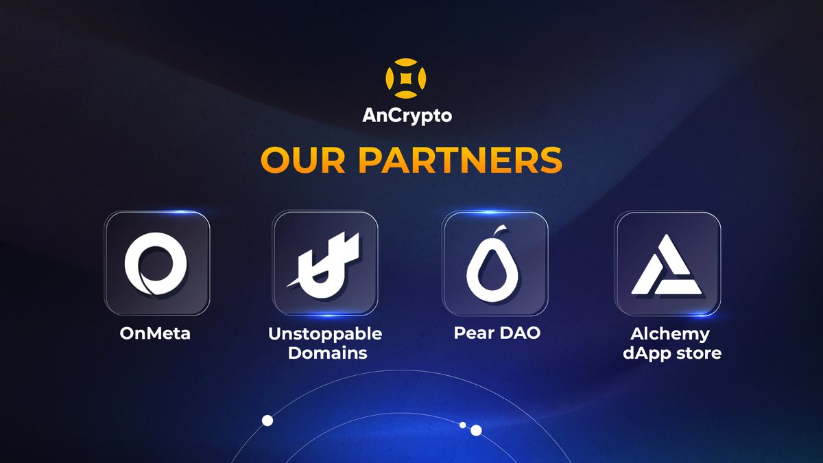 Along with its incredible partners, AnCrypto is revolutionizing web3! 
Our collaborative synergy is making crypto transactions quicker, safer, and simpler. 🔥

Stay tuned for more. 

#Alchemy #UnstoppableDomains #OnMeta #PearDAO #Crypto #AnCrypto #web3