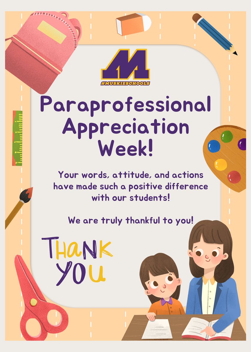 MuscatineCSD's tweet photo. Our district is grateful to the 190+ paraprofessionals that work with our students! We celebrate them this week during Paraprofessional Appreciation Week! Thank you ALL!

#MuskieSchools #MuscatineCommunitySchoolDistrict #Muscatine #MuscatineIowa https://t.co/IU4mMNcN4A