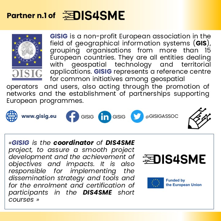 One of the #strengths of a #project are its #partners. Here we present @GISIGASSOC, the #coordinator of Dis4sme Project.
