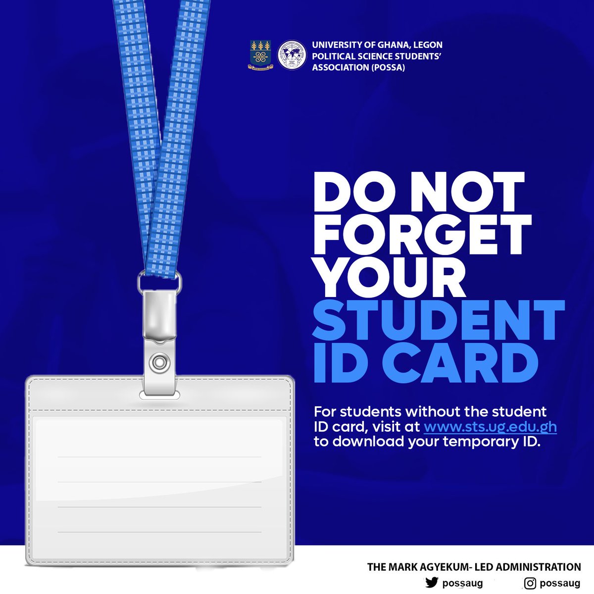 possaug23's tweet photo. ‼️‼️‼️ Fellow Political Animal, your Student ID is your only access to the examination hall. Remember to keep it with you always 

#possa #alwaysahead #ugis75 #ugsrcis65 #exams https://t.co/dOwAgOKYsd