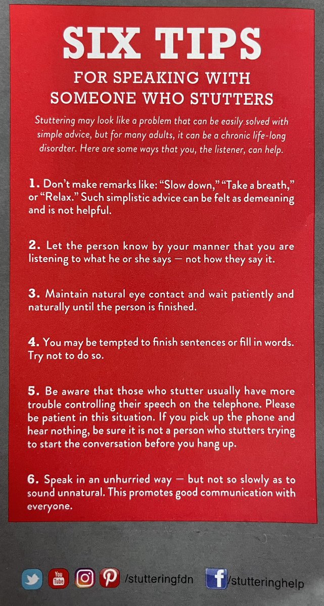Tips for speaking with someone who stutters from <a href="/stutteringfdn/">The Stuttering Foundation</a>