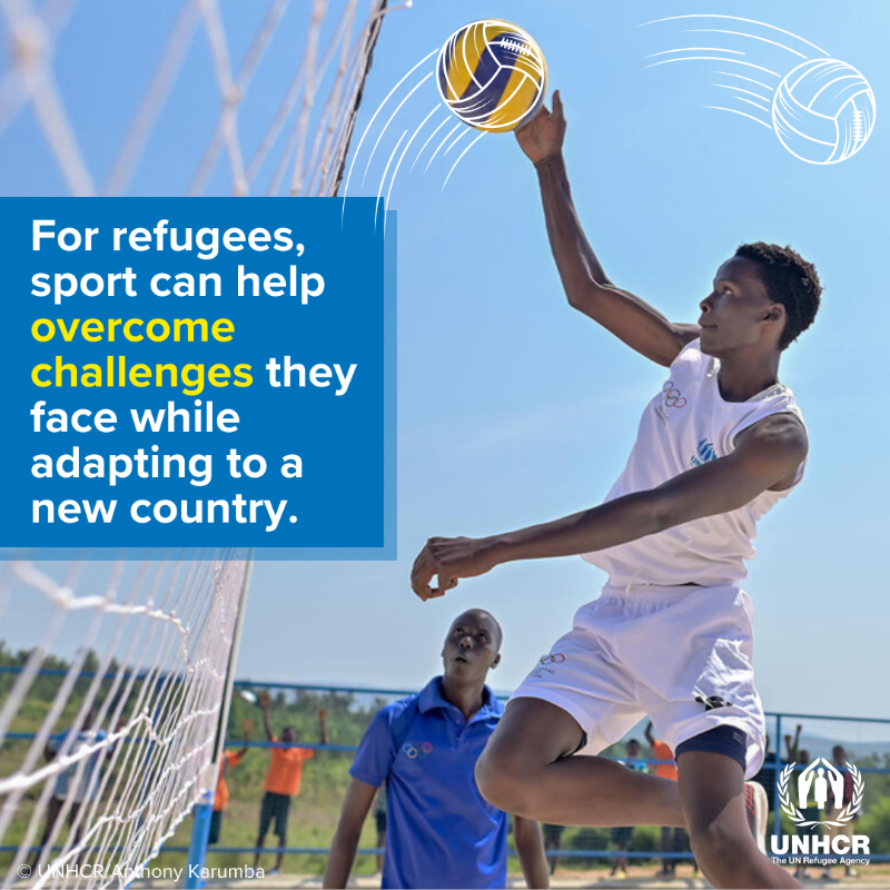 Refugees's tweet photo. 6 April is International #SportDay, join us to celebrate the power of sport to bring people together. 

Swipe to find out how sport can help refugees feel welcome and adapt to a new country. 

#IDSDP
