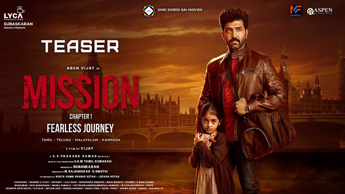 Teaser out for #Mission: Chapter 1. 

▶️ youtube.com/playlist?list=…

Directed by AL Vijay and starring #ArunVijay, #AmyJackson, #NimishaSajayan and #BharatBopana with music by #GVPrakashKumar. Releasing in Tamil, Telugu, Malayalam and Kannada.