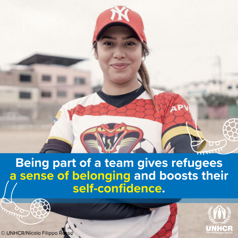 Refugees's tweet photo. 6 April is International #SportDay, join us to celebrate the power of sport to bring people together. 

Swipe to find out how sport can help refugees feel welcome and adapt to a new country. 

#IDSDP