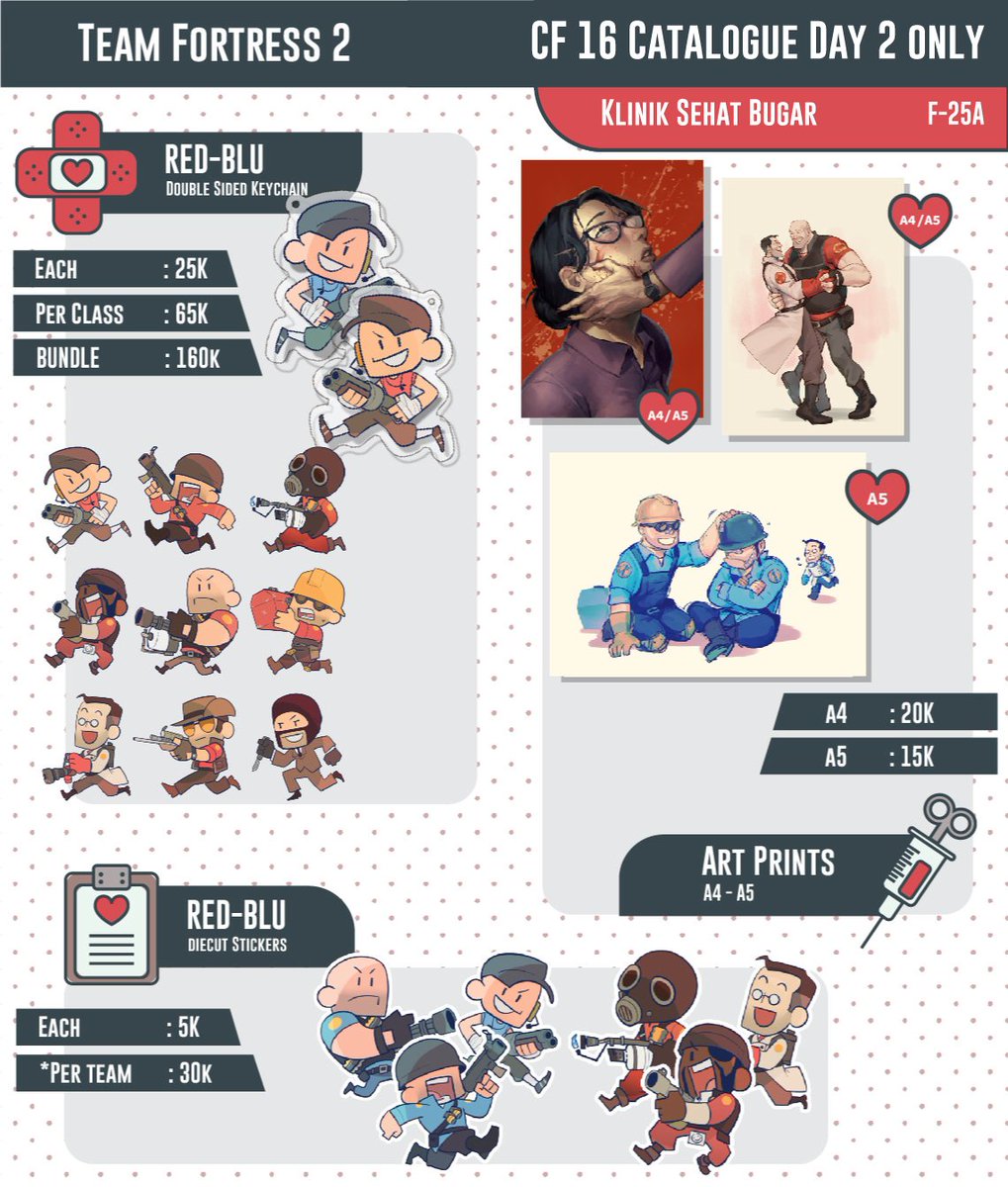 teteomom's tweet photo. [Shares are very appreciated‼️]

Hello!! I'm opening a 2nd pre-order for #Comifuro16 ! Shipping also available, and I'm only available on Sunday! 

⭐️Fandom : TF2, Disco Elysium, Trigun/Trigun Stampede

📅5-12 APRIL 2023 (21.00)
🔗https://t.co/sTHUJ9bOv2

#CF16 #CF16catalogue https://t.co/ctnU0yuBsS