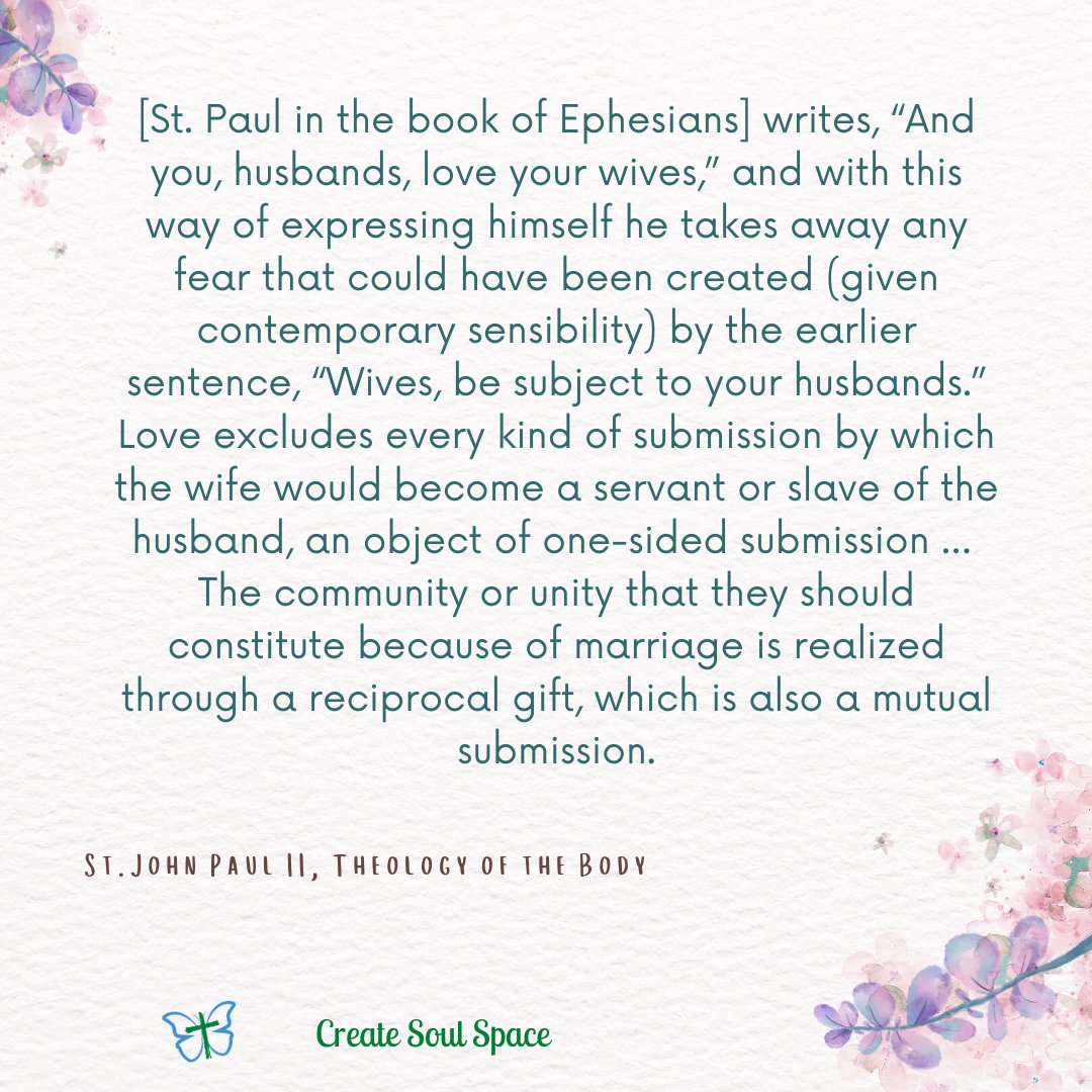createsoulspace's tweet photo. #CatholicTwitter #TOB #StJPII #theologyofthebody #Catholicmarriage #Catholicmarriagehelp #marriagehealing https://t.co/MoJyPjAYTW